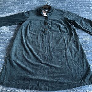 New with Tags J. Jill Soft Corduroy Shirtdress in Peacock Blue, women’s size XL.